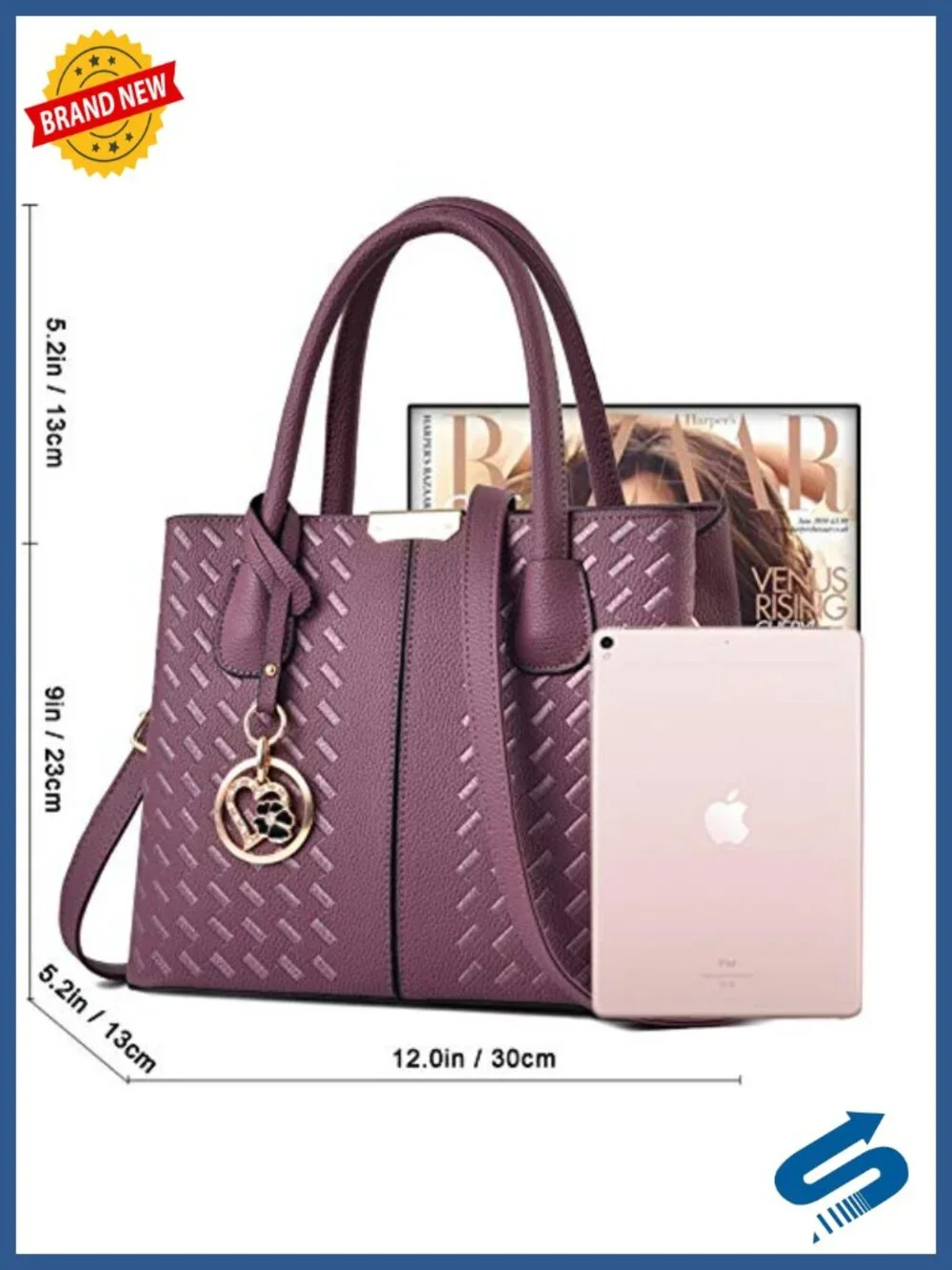 PU Leather Top Handle Satchel Tote Shoulder Bag Crossbody